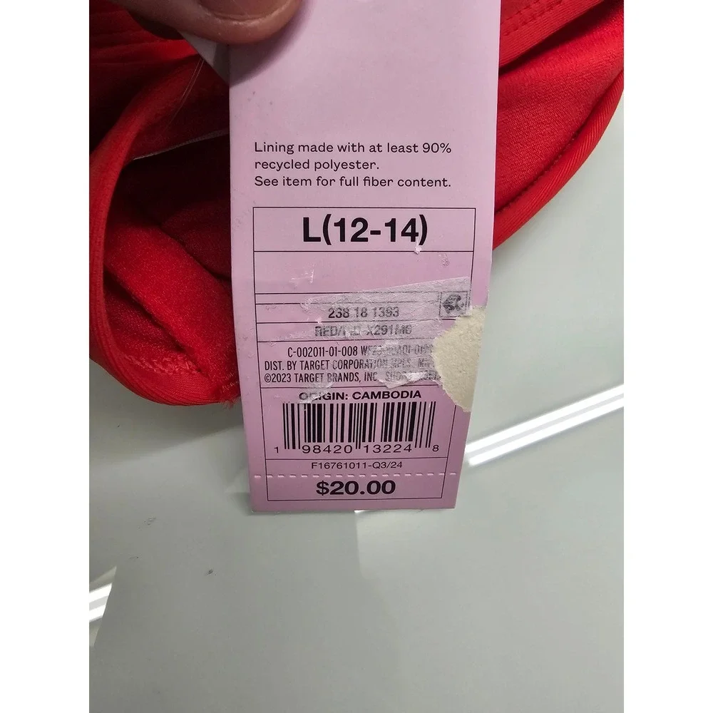 Wild Fable Womens Bandeau Bikini Top Red Nylon Blend Size Large